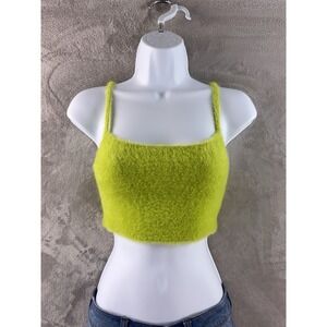 Sundays Best Crop Top Womens Size Small‎ Green Fuzzy Soft Cozy Lounge Babe